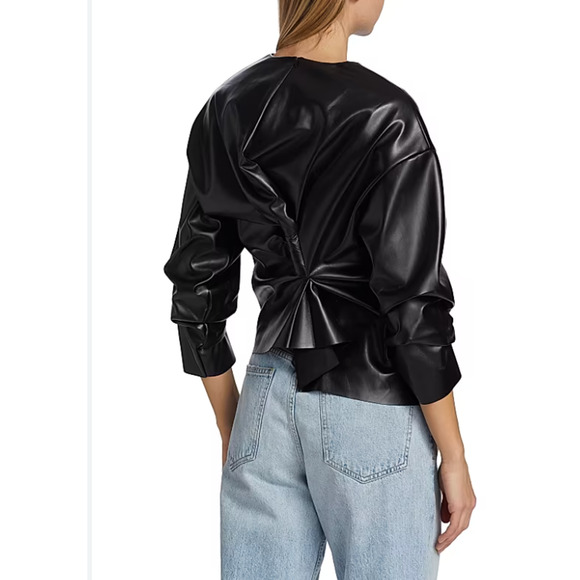 A.W.A.K.E. Mode Asymmetric Vegan Leather Top Black Avant Garde Size S - Picture 11 of 11